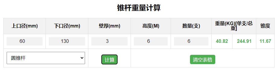 锥杆重量计算